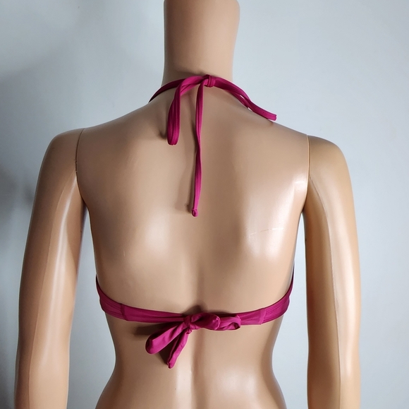 The Bikini lab bikini top fuscha/burgundy/purple with neutral crochet si… - Picture 3 of 9